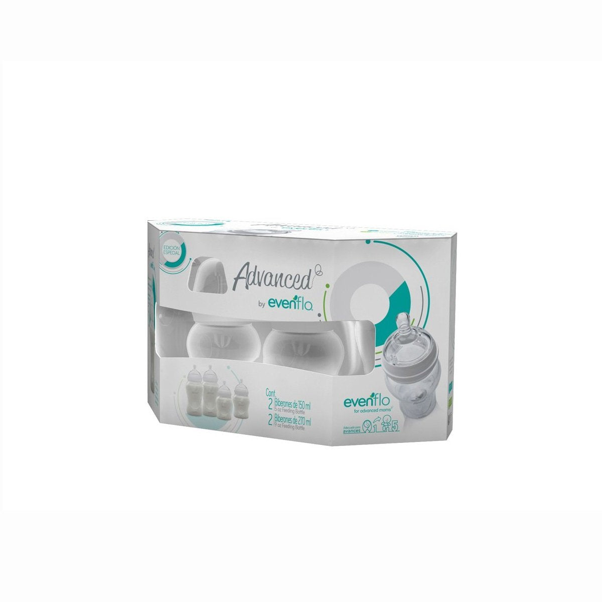 mamilas evenflo anticolicos Advanced by Evenflo, Set de Biberones Anticólicos Cuello Ancho, Flujo