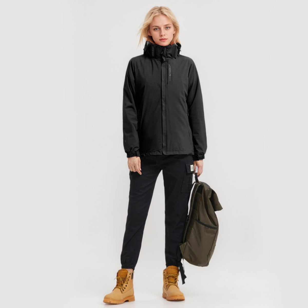 Chamarra Impermeable para Mujer (MX/US, Alfa, Mediano, Regular, Regular, Negro)