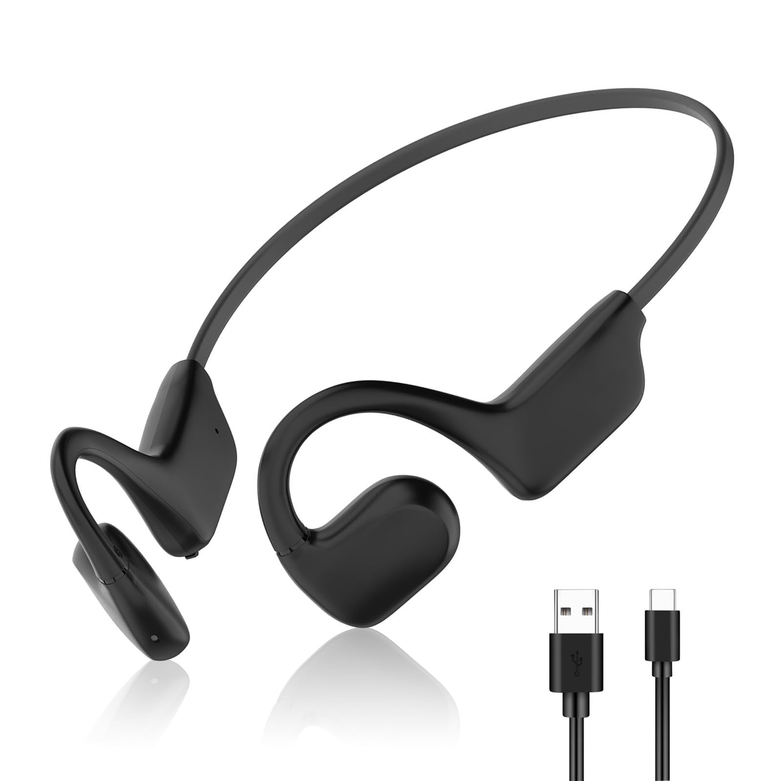 Sendowtek Auriculares de Conducción de Aire Inalámbricos Audífonos Inalámbricos Bluetooth 5.2 Auriculares Inalámbricos Impermeables IPX5 Open-Ear Headphones para Carrera, Deportes y Ejercicio (Negro)