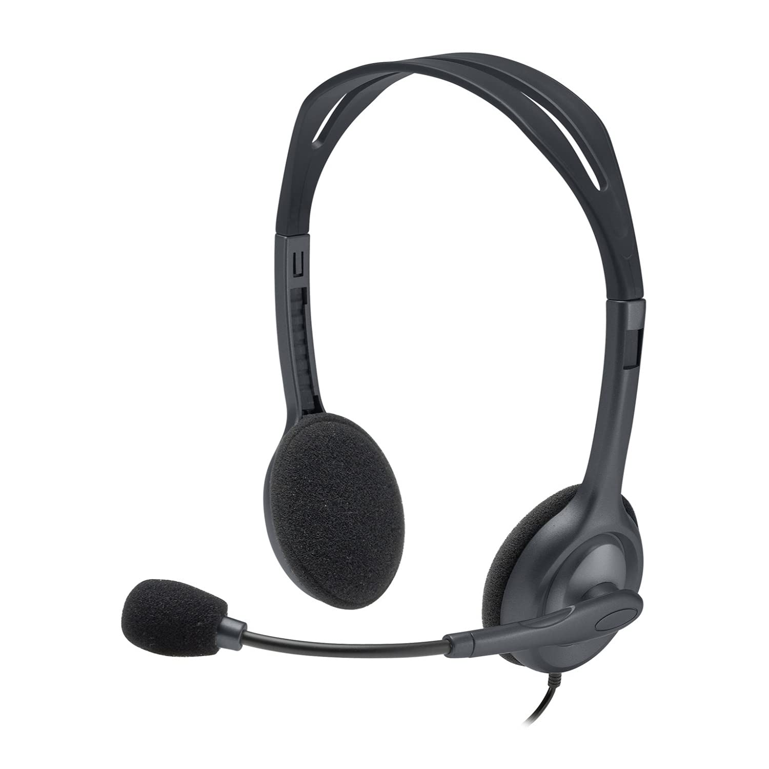Logitech H111 Diadema con Cable, Sonido Estéreo con Micrófono Giratorio, Jack 3,5mm, PC/Mac/Portátil/Smartphone/Tablet - Negro