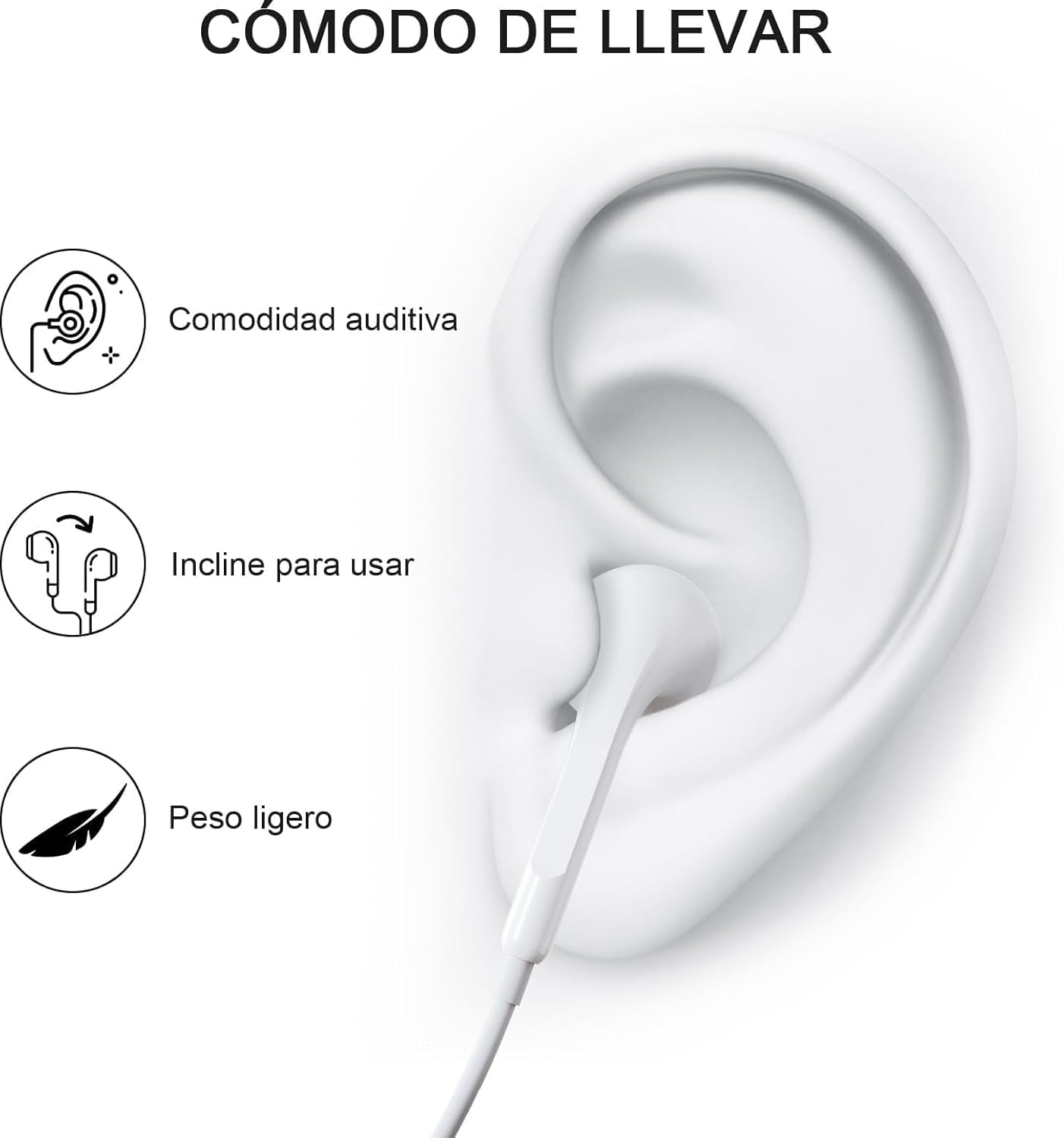 LXJADAP Audífonos Tipo C, Audífonos Alámbricos para iPhone 17/16/15, Blanco
