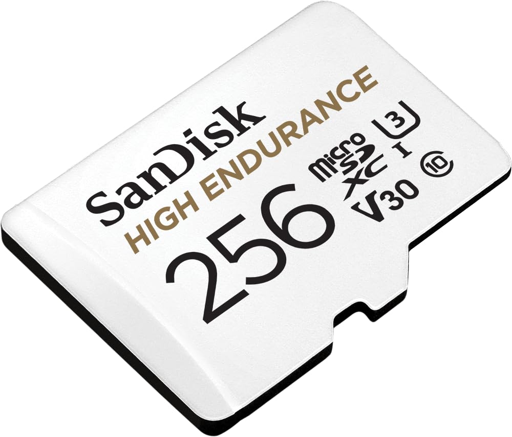 SanDisk Tarjeta microSDXC de video de alta resistencia de 256 GB con adaptador para cámara de salpicadero y sistemas de monitoreo del hogar - C10, U3, V30, 4K UHD, tarjeta micro SD - SDSQQNR-256G-GN6IA