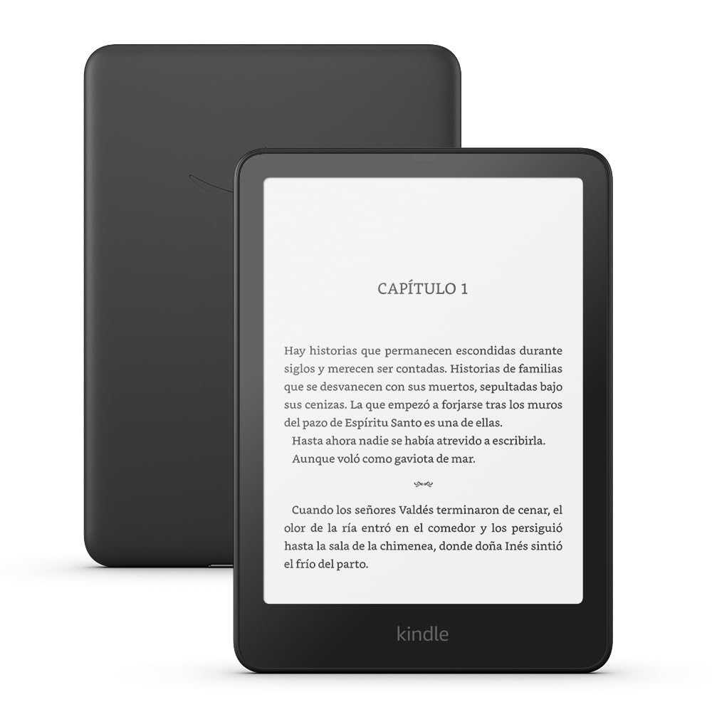 Amazon Kindle Paperwhite 16GB (modelo más reciente): nuestro Kindle más rápido de la historia, con una nueva pantalla de 7″ sin reflejos y una batería de semanas de duración. Color Negro