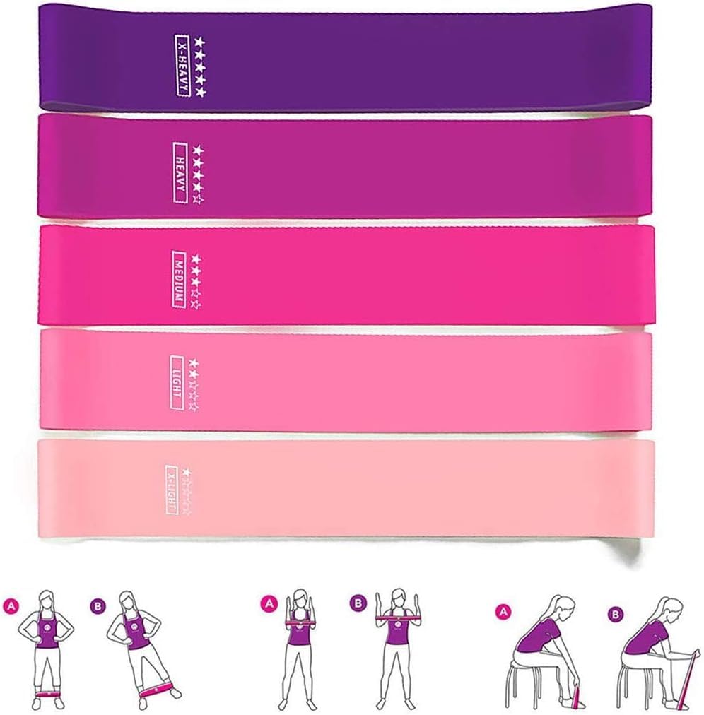 MYDEAR Bandas De Resistencia Elásticas con 5 Niveles Ejercicios Cintas Elasticas Fitness de Látex Natural, Bandas Elasticas Musculacion para para Yoga, Pilates, Crossfit, Estiramientos