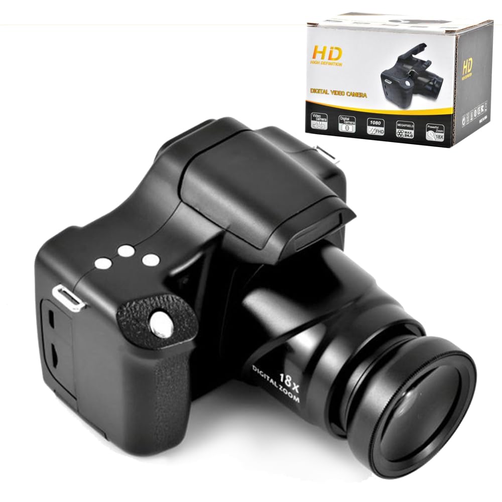 Tluokm Cámara de vídeo Digital, videocámara SLR, grabadora con 24 MP, 18X, Alta definición Digital, 1080 FHD, Pantalla