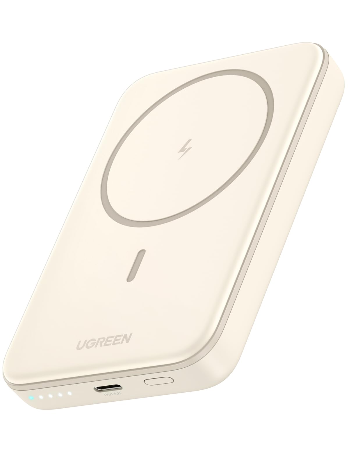 UGREEN 10000mAh Power Bank Inalabrico PD 20W Carga Raida, Cargador USB C Portail Magnaco, Bateria Externa Compatible con iPhone 16/15/14 Serie, Galaxy, Xiaomi, iPad, LG, Blanco