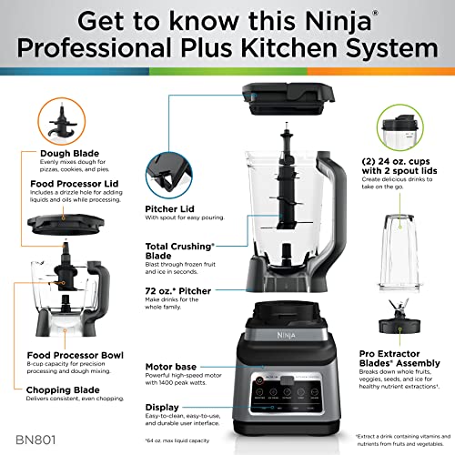 Ninja - Sistema de Cocina 3 en 1, Set Licuadora con 5 programas | BN801