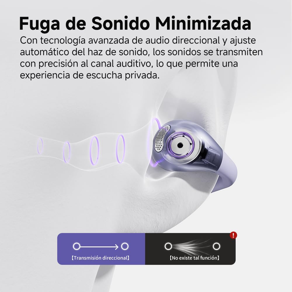 QCY Crossky C30 Audífonos de Oído Abierto, Bluetooth 5.4 Audífonos Inalámbricos Deportivos, Conexión Multipunto, Ajuste Seguro, Auriculares con Clip y 4 micrófono ENC para Entrenamientos/Correr