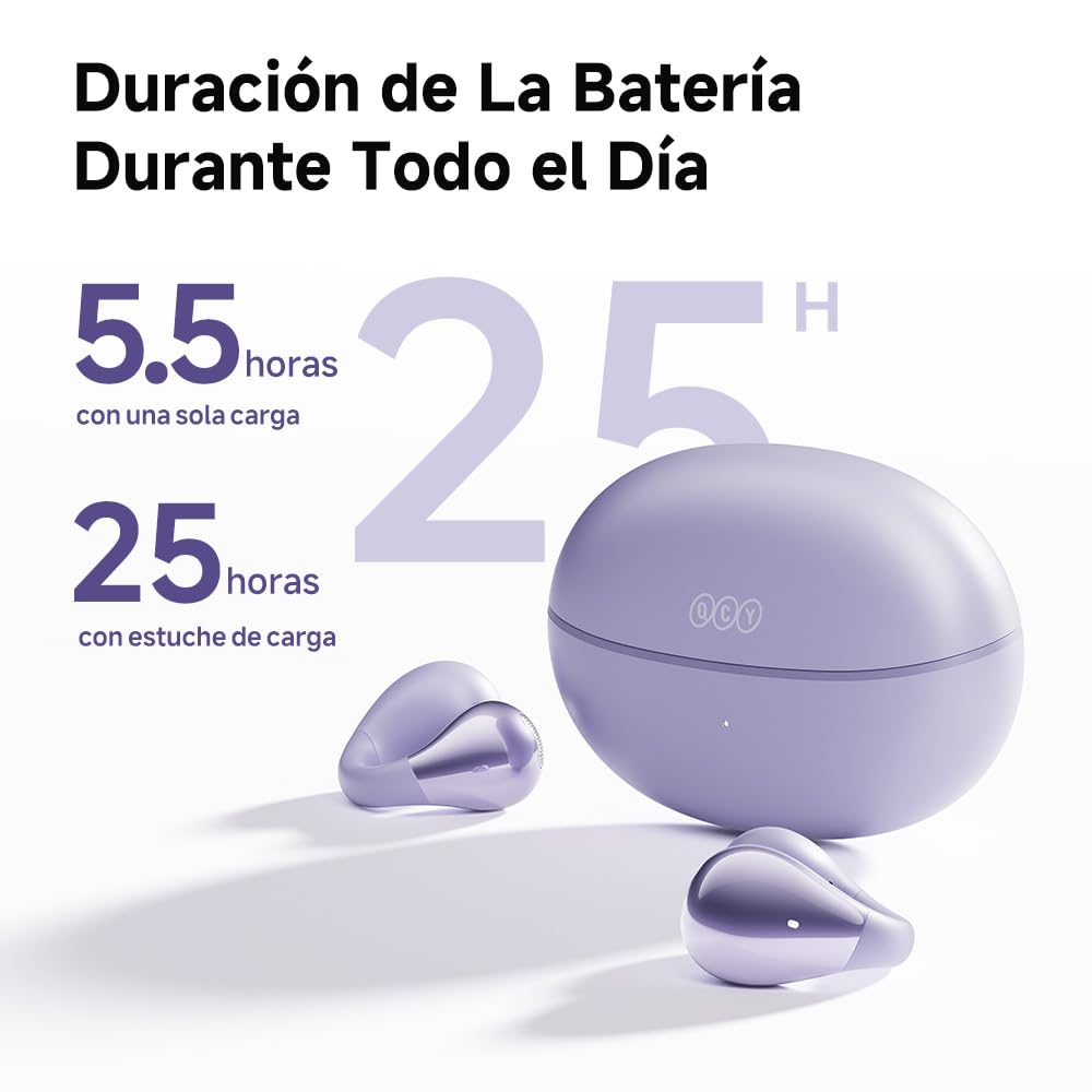 QCY Crossky C30 Audífonos de Oído Abierto, Bluetooth 5.4 Audífonos Inalámbricos Deportivos, Conexión Multipunto, Ajuste Seguro, Auriculares con Clip y 4 micrófono ENC para Entrenamientos/Correr