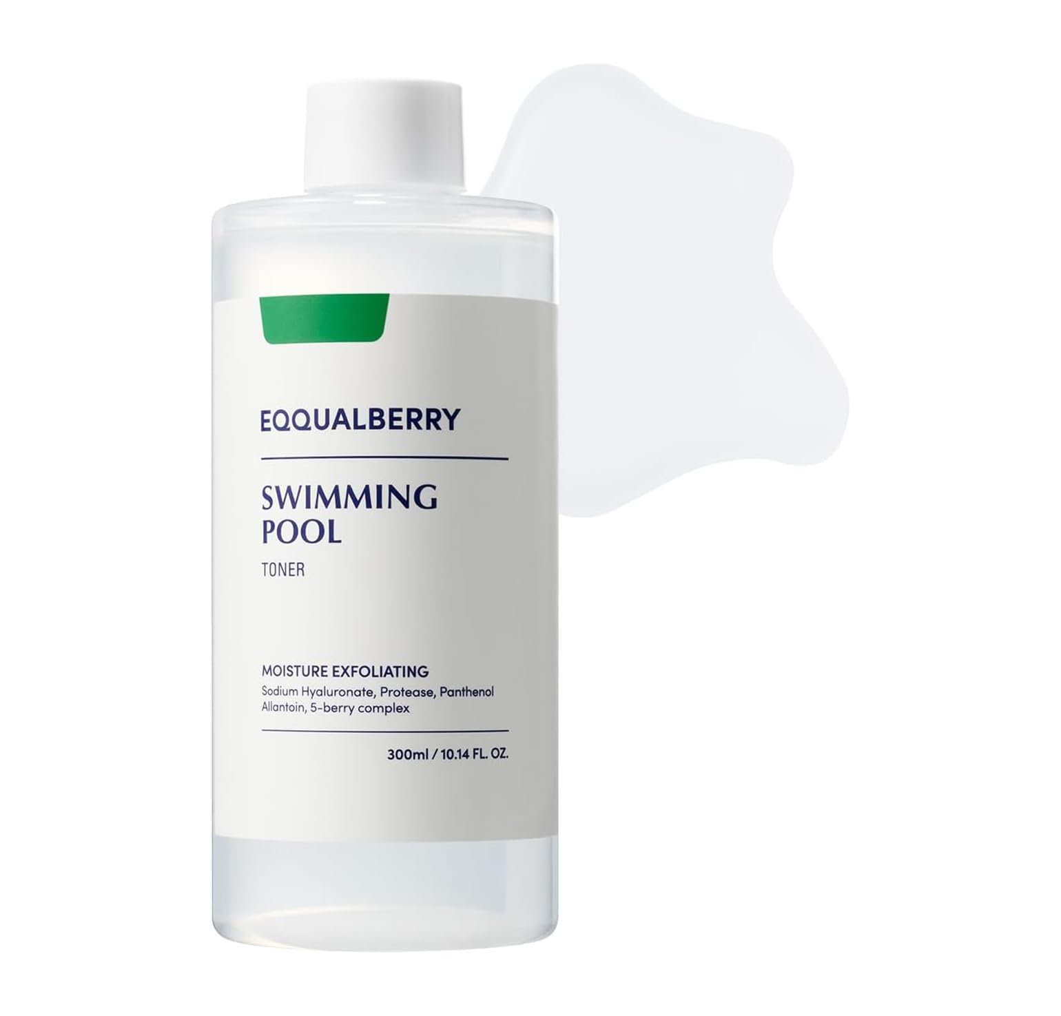 EQQUALBERRY Tónico Exfoliante Facial Swimming Pool Toner - Coreano con Enzima Proteasa y Ácido Hialurónico, Exfoliación Diaria Suave, Piel Sensible, 300 ml