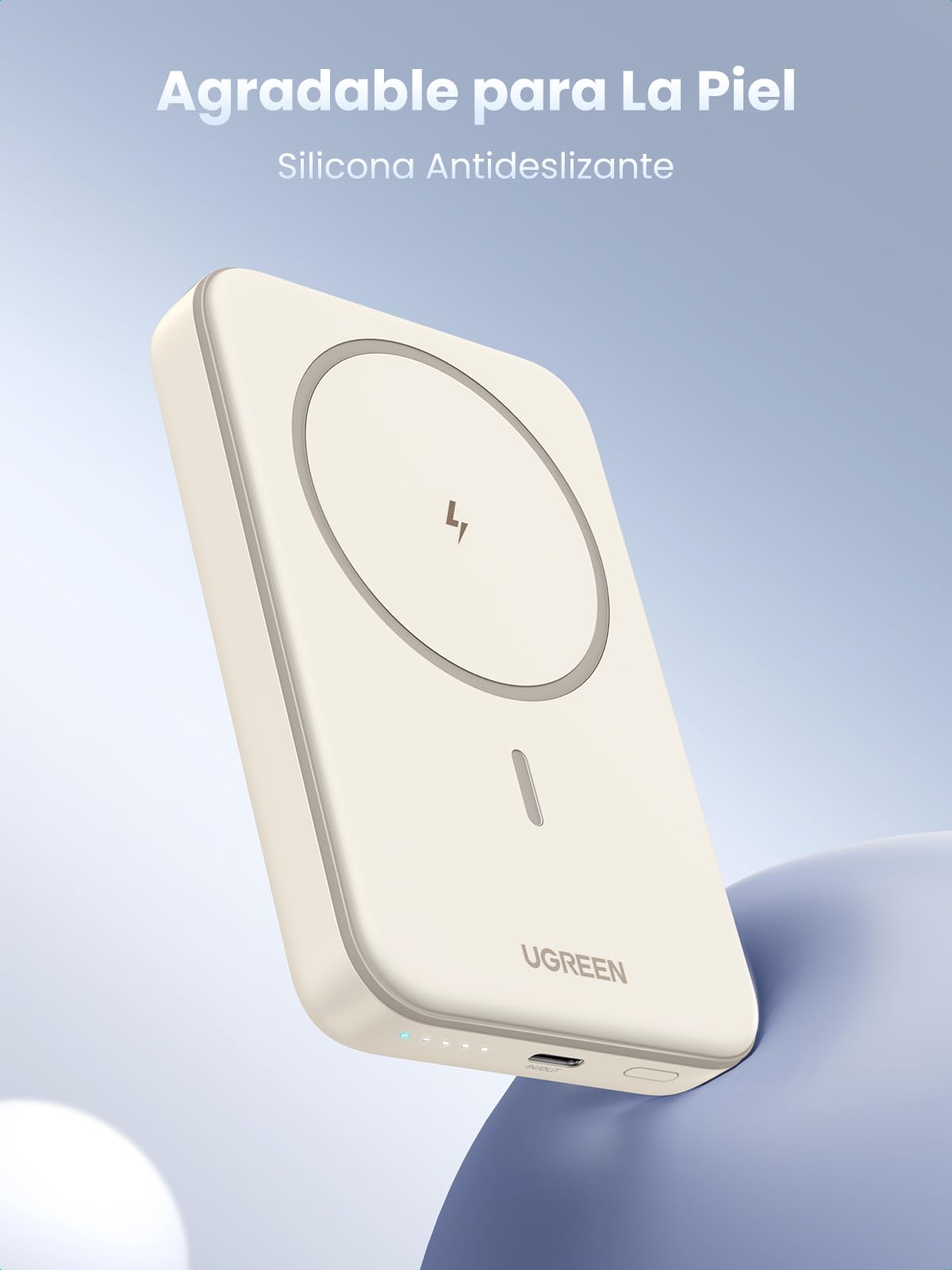 UGREEN 10000mAh Power Bank Inalabrico PD 20W Carga Raida, Cargador USB C Portail Magnaco, Bateria Externa Compatible con iPhone 16/15/14 Serie, Galaxy, Xiaomi, iPad, LG, Blanco