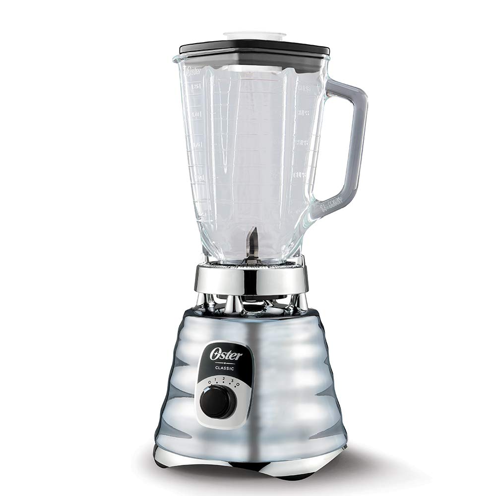 Oster Licuadora Clásica Cromada, con Perilla Ergonómica, de 3 Velocidades, Color Cromo, BLST4655-013