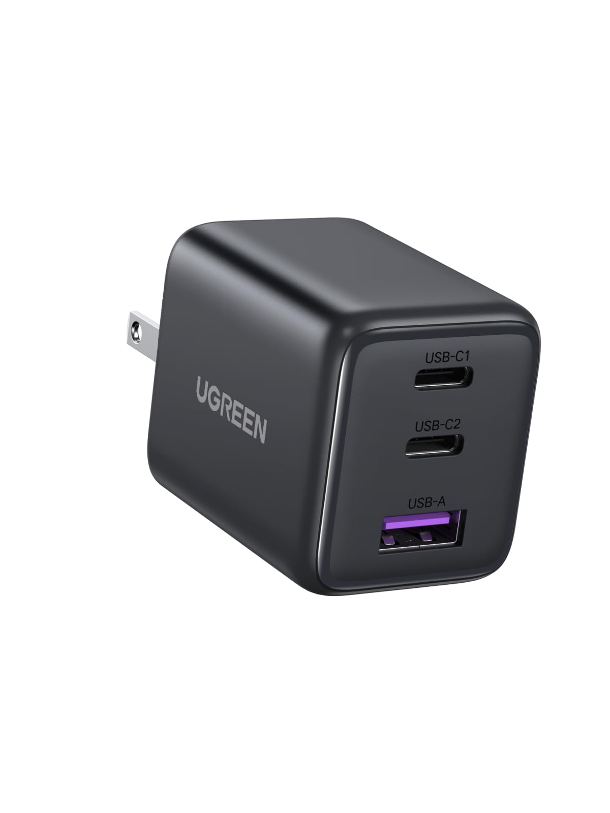 UGREEN 30W GAN Cargador Tipo USB C con 3 Puertos, Cubo de Carga Rápido Pared para Celular, 2C1A Compatible con Galaxy S25/S24, iPhone 16 15 14 Pro MAX, Macbook Air, iPad Pro, Negro