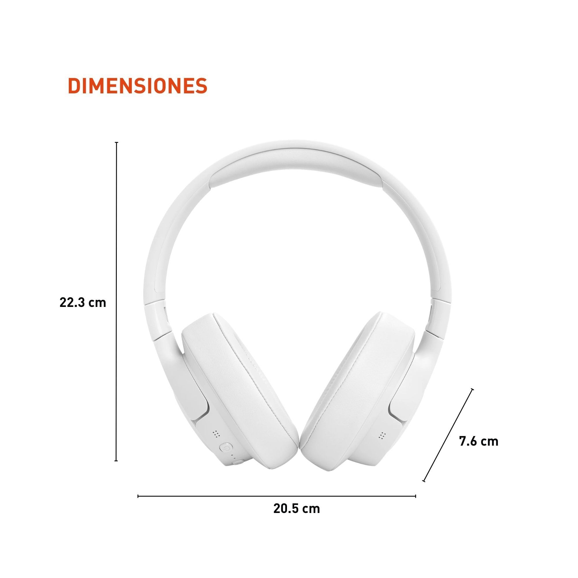 JBL Tune 770NC Audífonos Inalámbricos Bluetooth, Drivers de 40mm, Reproducción 70 Horas, EQ Ajustable - Blanco