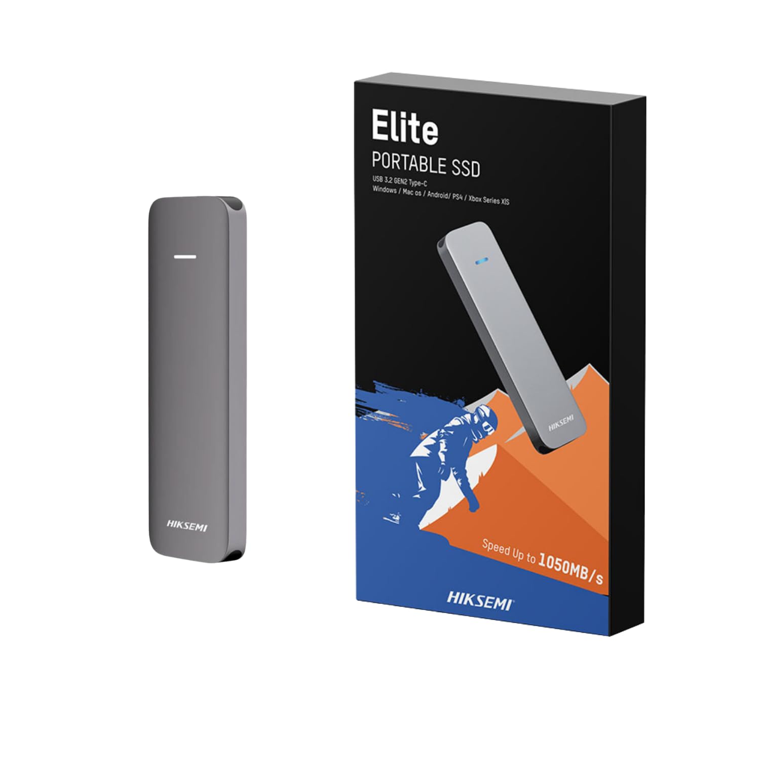 HIKSEMI SSD Externo Portable, Elite [Nueva Generación], 1T, 1024GB, Lectura: 1050MB/s y Escritura:1030 MB/s, Compatible con Windows/Mac/Android 4.4+, USB 3.2, Gen2 Type-C
