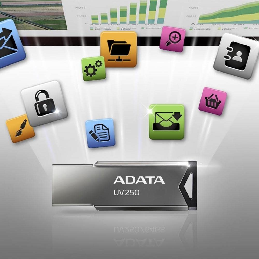 ADATA 32 GB Memoria Flash USB 2.0 Color Plata con Negro (Modelo UV250)