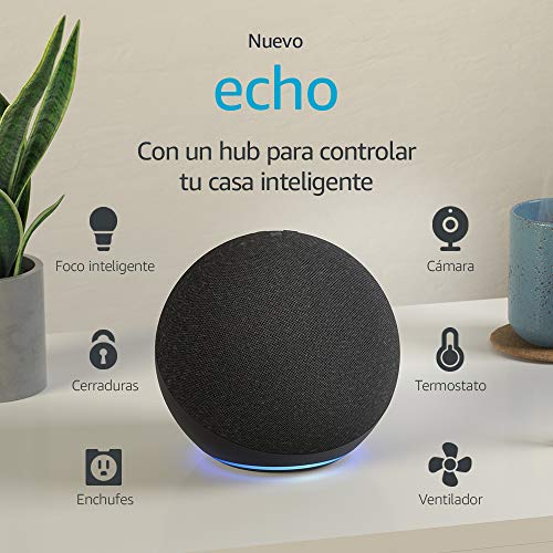 Amazon Echo (modelo más reciente): bocina Alexa con sonido premium, ideal para recámaras grandes, salas y cocinas (negro)