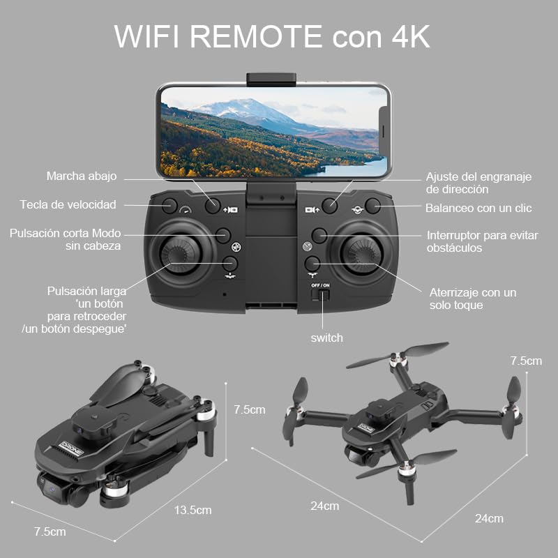 AXNEN Mini Drones con cámara 4K Dual,Dron Plegable con Motor con Escobillas, Vuelo por Puntos de Referencia, Auto-Seguimiento, Giro 3D, Inicio con una Tecla, 3 Velocidades, 2 Baterías,Mini Dron Juguetes Regalo para Principiantes Adolescentes.