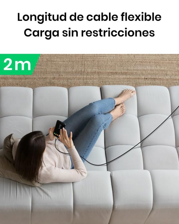 INIU Cable USB C, Cable Tipo C Carga Rápida [2m/3.1A], Nylon QC 3.0 Cable USB-C a USB A para iPhone 16 15 Samsung S23 S22 S21 S20 S10 Note 20 Xiaomi Note 11 Huawei P30 Google Pixel 7 Pro Switch PS5