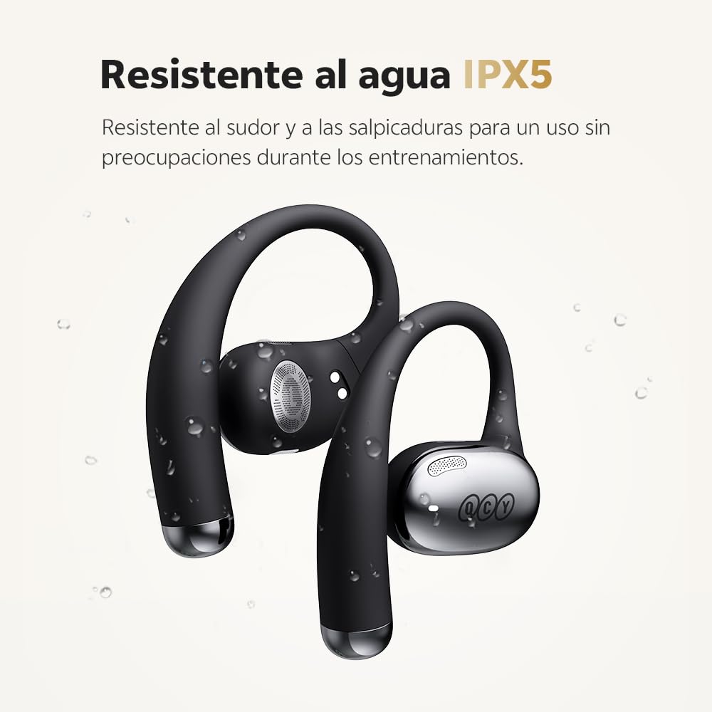 QCY Crossky R70 Auriculares Inalámbricos, Audífonos Oído Abierto con 52 Horas de Reproducción, Hi-Res Audio y LDAC, Bluetooth 6.0, Carga Inalámbrica y Conexión Multipunto, Resistente al Agua lPX5