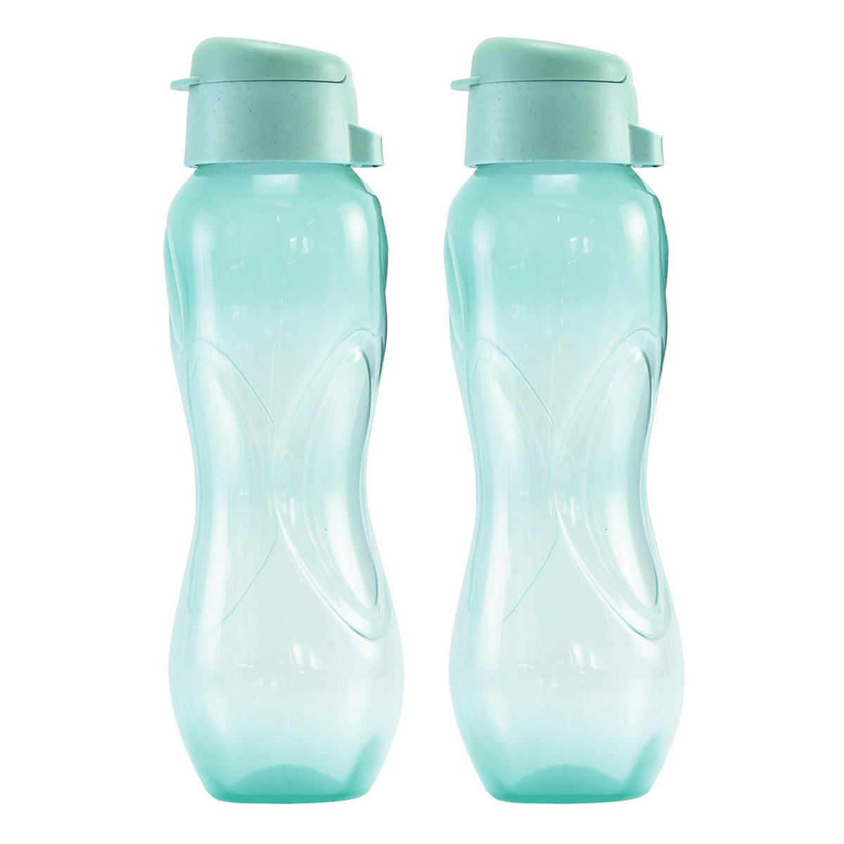 Guateplast - Set de 2 Botellas para Agua de 1 Litro | Botella Deportiva | Botella Reutilizable | Moderno y Transparente | Botella Plástica para Bebidas | Color Menta