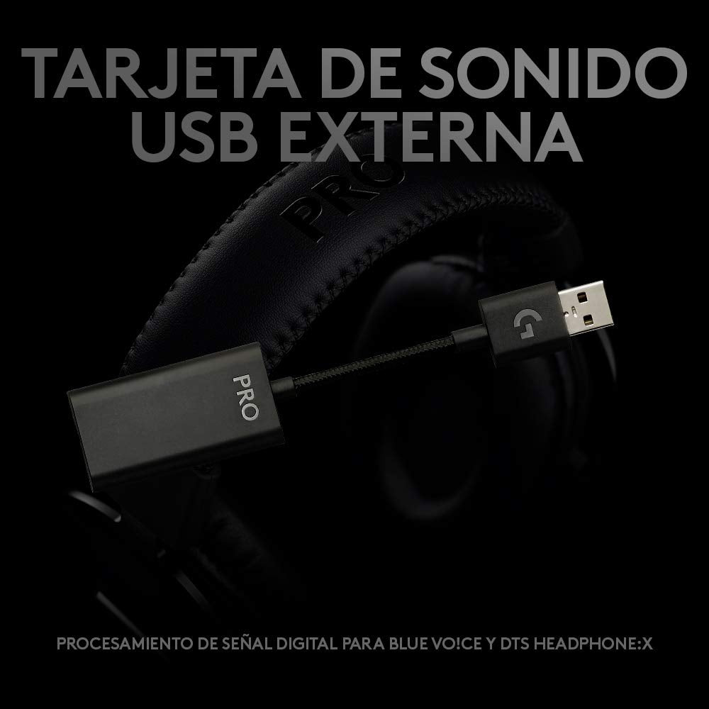Logitech G Pro X Audífonos Gaming con Cable y Micrófono Blue Vo!CE, DTS Headphone:X 7.1, Controladores Pro-G de 50 mm, Sonido Surround 7.1 para Esports, para PC/PS/Xbox/Nintendo Switch - Color Negro