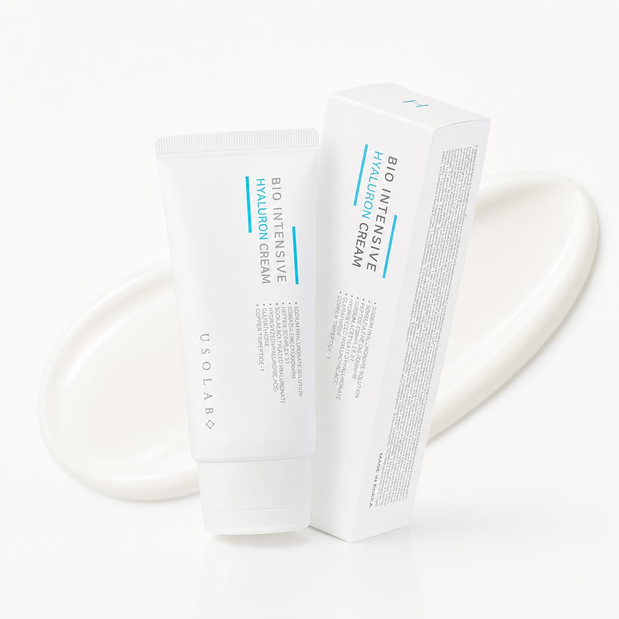 USOLAB Crema Hidratante Coreana Bio Intensive Hyaluron con Ácido Hialurónico y Péptidos para Mejorar Elasticidad, Reducir Líneas de Expresión y Iluminar la Piel 50ml