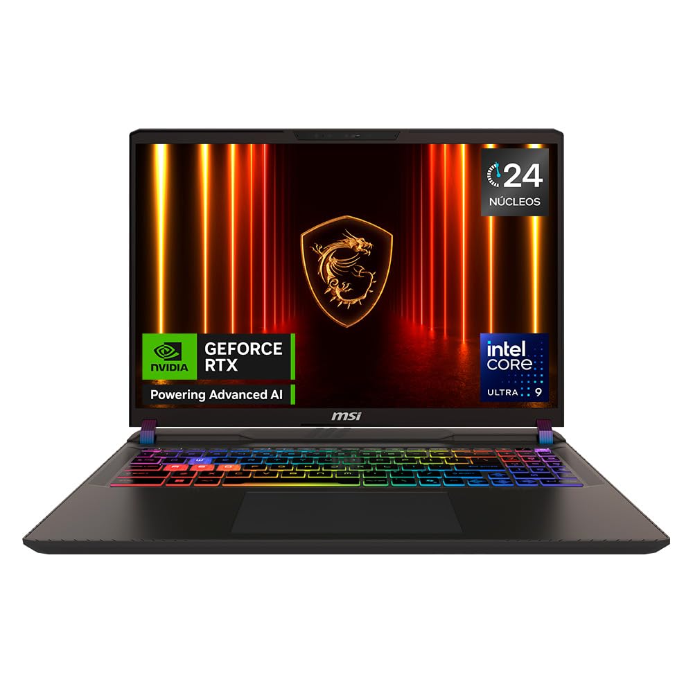 MSI Laptop Gaming Vector 16 HX AI NVIDIA GeForce RTX 5080 Intel® Core™ Ultra 9 275HX 16GB RAM 1TB SSD 16" QHD+240Hz/Teclado en español/2 años de garantía