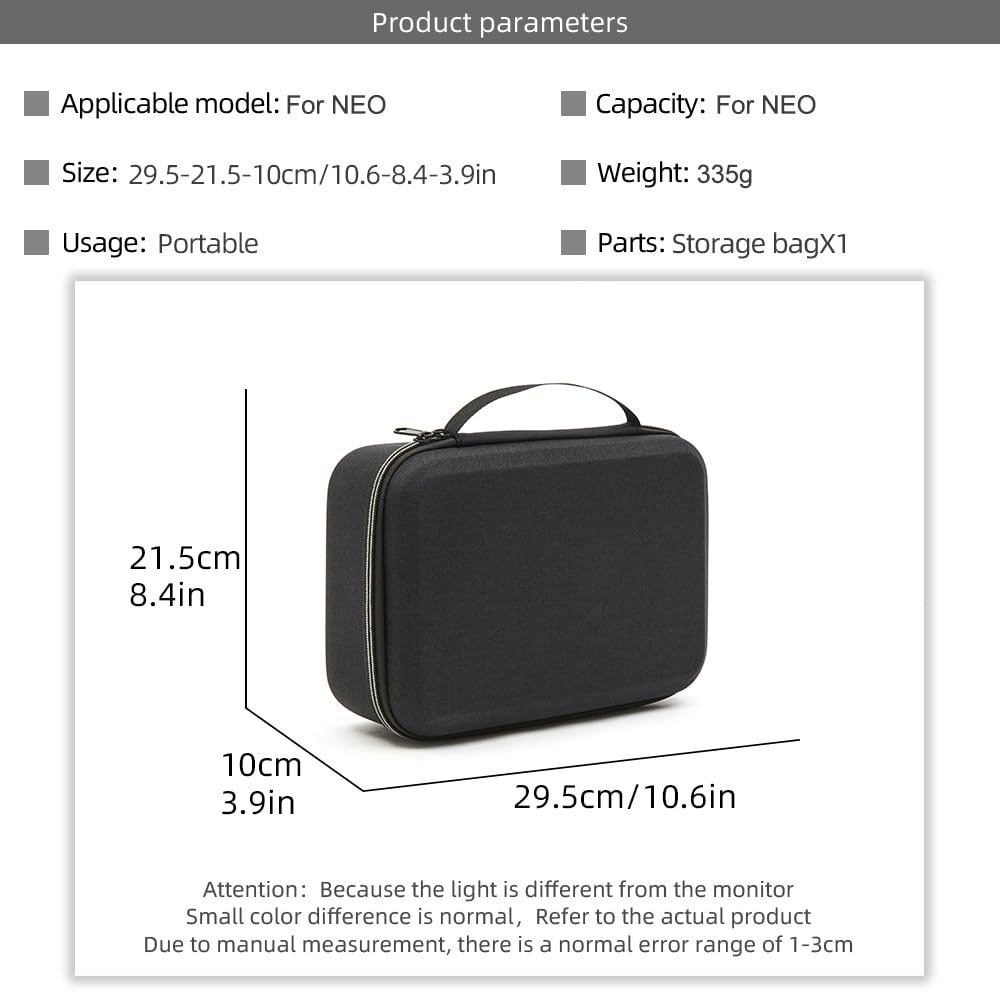 BeisDirect - Funda de transporte de viaje para DJI Neo Fly More Combo Accesorios, bolsa de almacenamiento portátil de EVA para DJI Neo, compatible con control remoto RC-N3, dos baterías, Hub de carga,