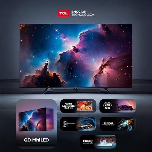TCL Smart TV Pantalla 65" 65QM6K Google TV QLED - MiniLED 4K Google Assistant | Hands Free Voice Control | Alexa | VisionHDR10+| AiPQ™ | Micro Dimming | NITS1500 | Panel 288 Hz | Dolby Atmos Virtual X