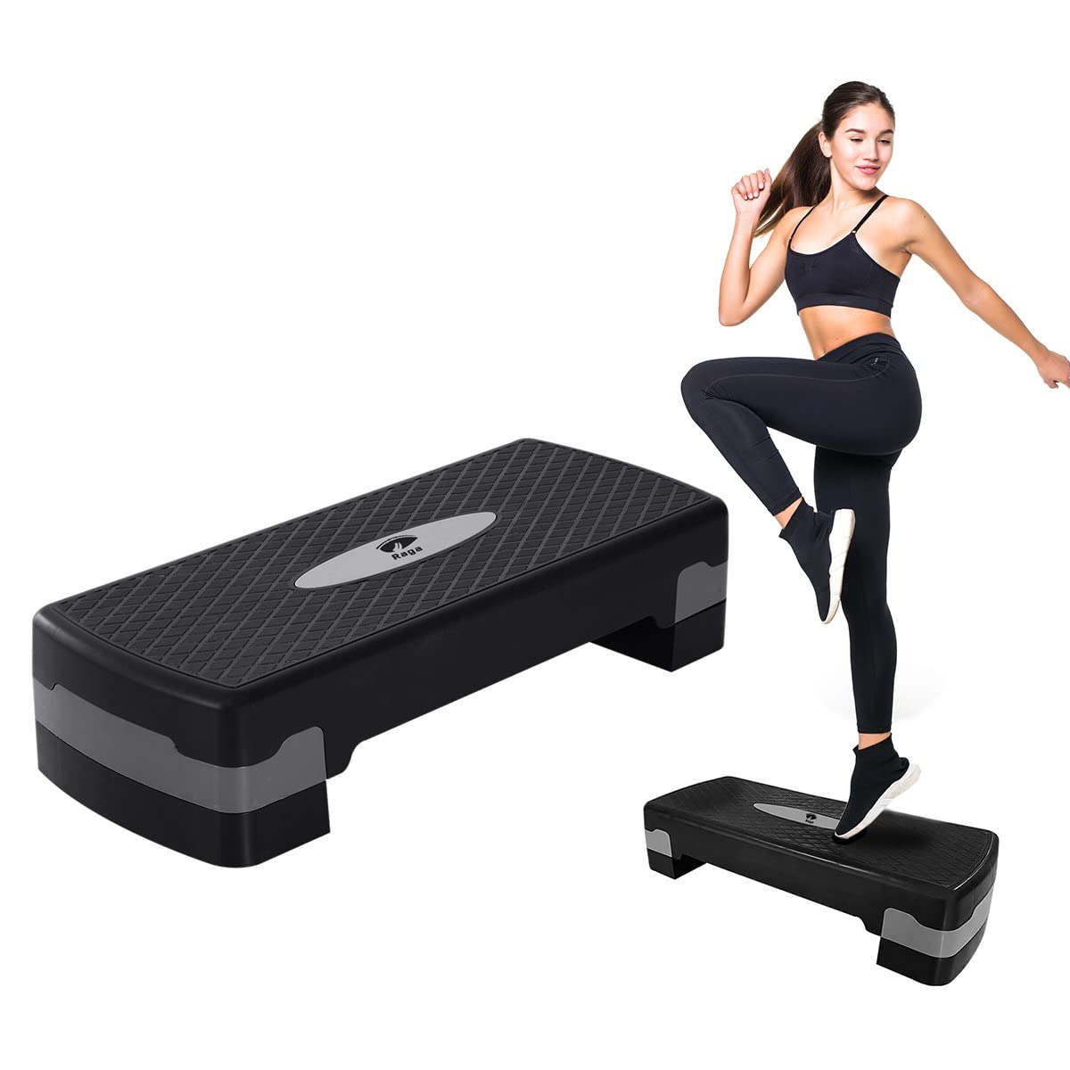 Raganet, Banco de Aerobics, Step Ajustable a 2 Alturas (10 y 15 Cm), Superficie Antideslizante, Plástico Reforzado