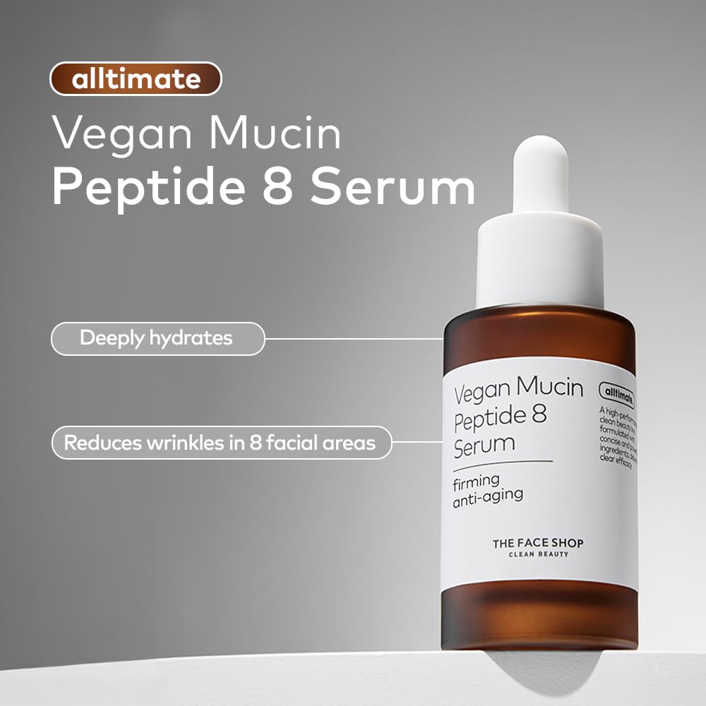 The Face Shop Alltimate - Sérum de Mucina Vegana con 8 Péptidos - Serum hidratante y reparador para un efecto glow intenso - K-beauty coreano original para una piel elástica y radiante