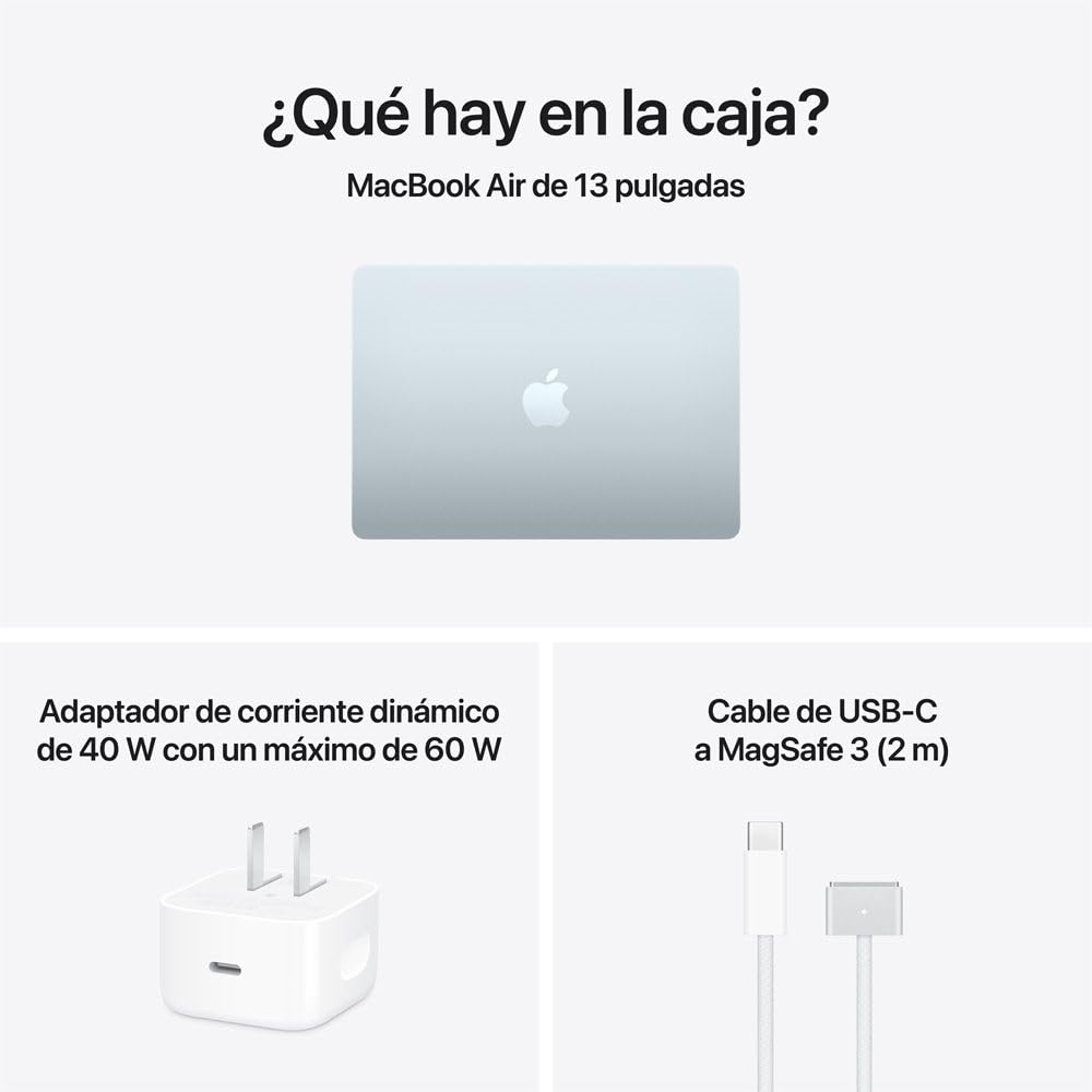 Apple 2026 MacBook Air (de 13 Pulgadas, Chip M5 de Apple con CPU de 10 núcleos y GPU de 8 núcleos, 16GB Memoria unificada, 512 GB) - Azul Cielo
