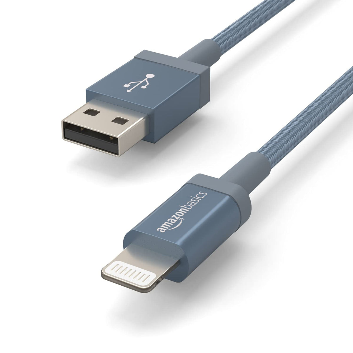 Amazon Basics - Paquete de 2 cables de carga USB-A a Lightning, cable trenzado de nailon, cargador certificado MFi para Apple iPhone 14 13 12 11 X Xs Pro, Pro Max, Plus, iPad, 1.8 m, gris oscuro