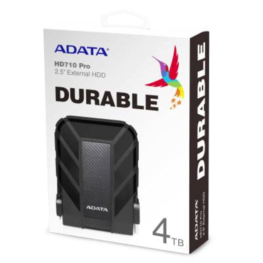 ADATA Disco Duro Externo HDD HD710P,4 TB, Resistente a golpes,agua y polvo, certificación grado militar, Color Negro