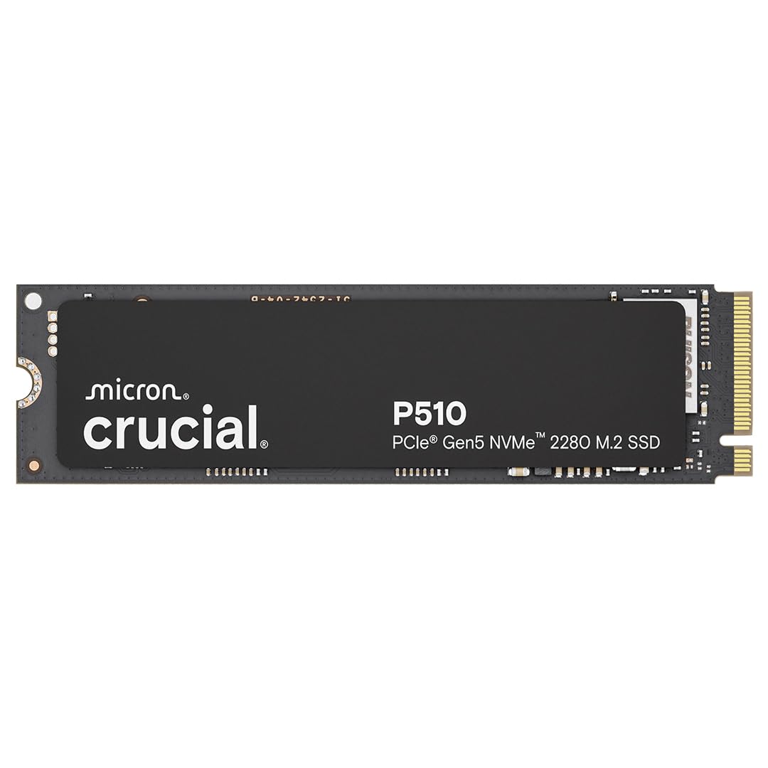 Crucial P510 1TB Gen5 NVMe SSD, hasta 11.000 MB/s, PCIe 5.0 M.2 2280 SSD, Unidad Interna de Estado sólido, Compatible con computadora portátil, computadora de Escritorio, +Software Acronis -