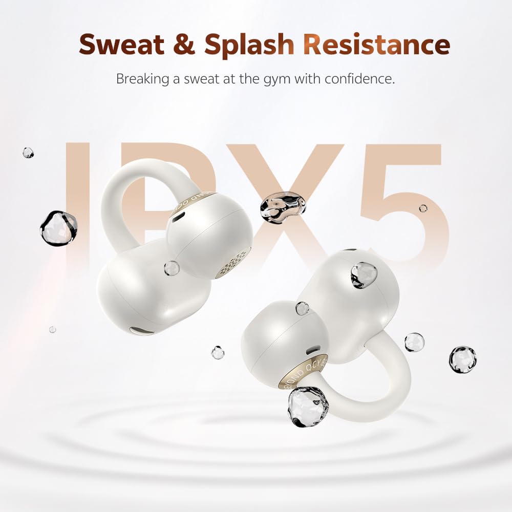 QCY Crossky C50 Audífonos Inalámbricos Deportivos, Bluetooth 6.0 Audífonos Oído Abierto con Clip y 4 Micrófono ENC, Impermeable IPX5, Multiconexión Auriculares para Correr/Gym