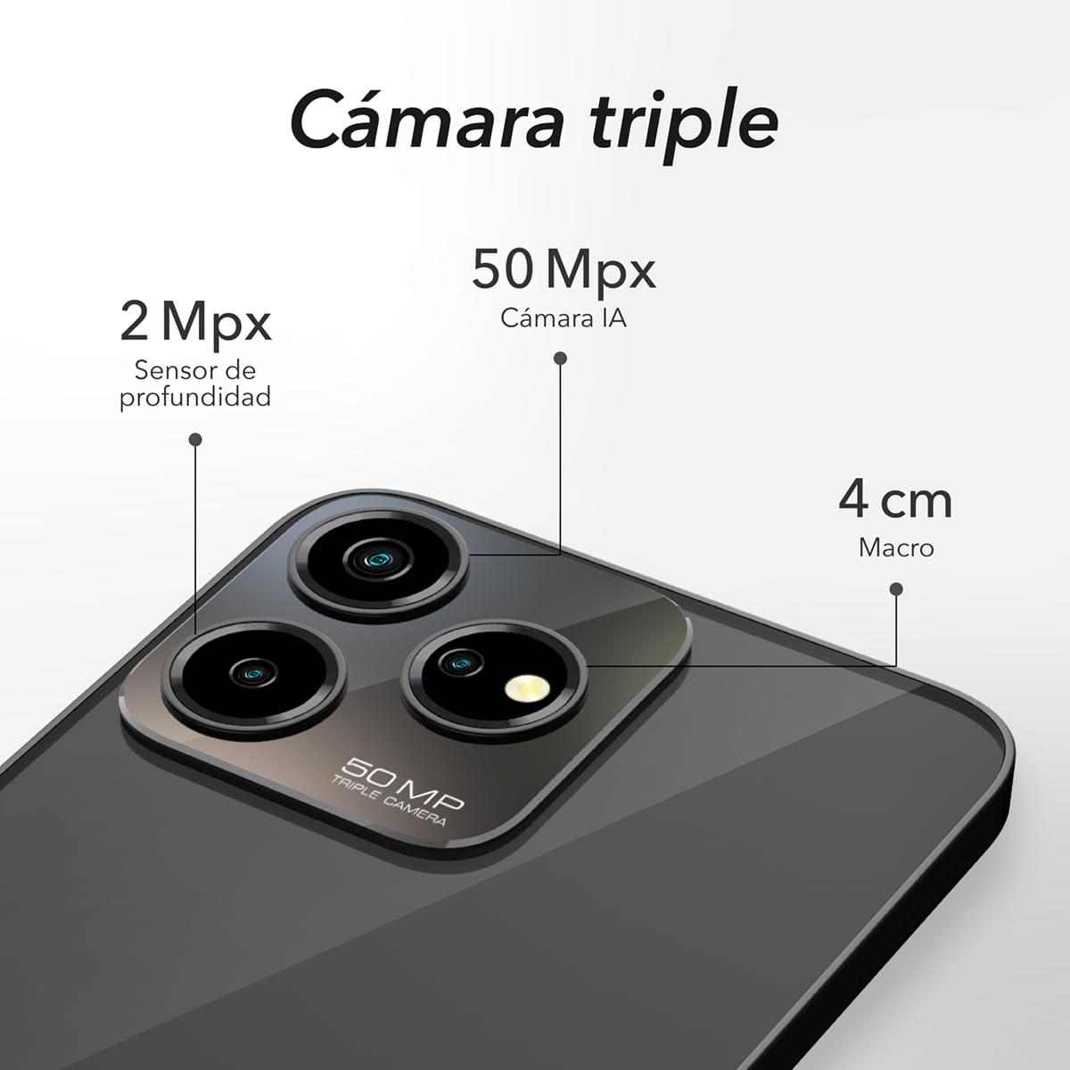 ZTE Smartphone Axon 50 Lite, 256GB+4GB RAM Principal (+10Gb RAM Dinamica) 50Mpx Frontal 8Mpx Liberado Negro