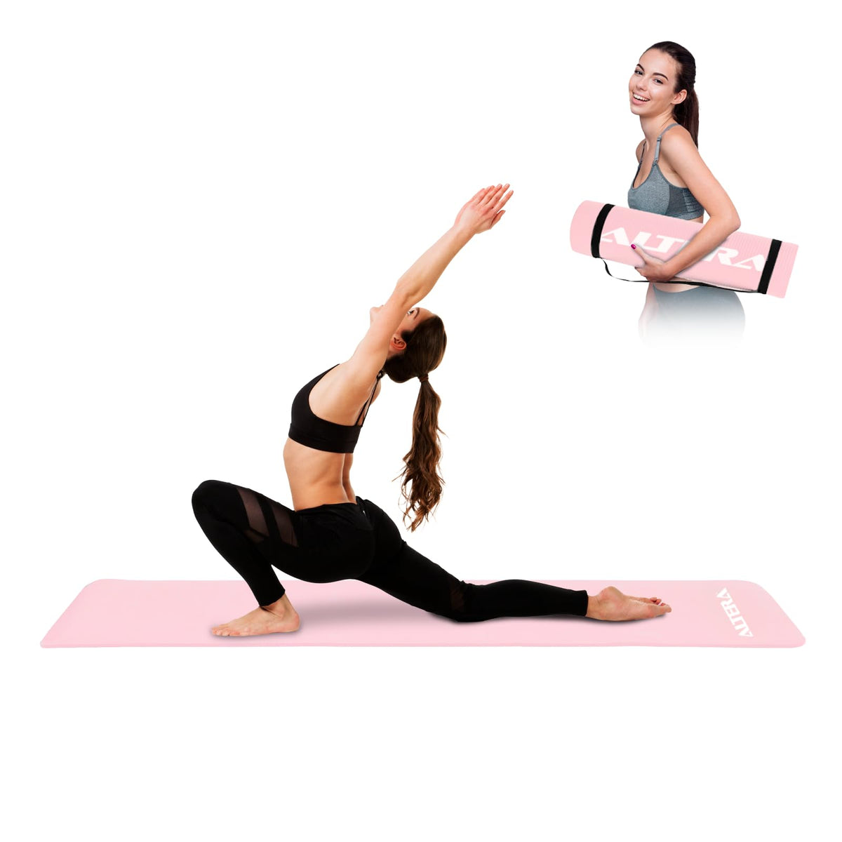 Altera Tapete para Ejercicio Yoga Pilates Rehabilitacion Gym Espesor 10 mm (Rosa Pastel)