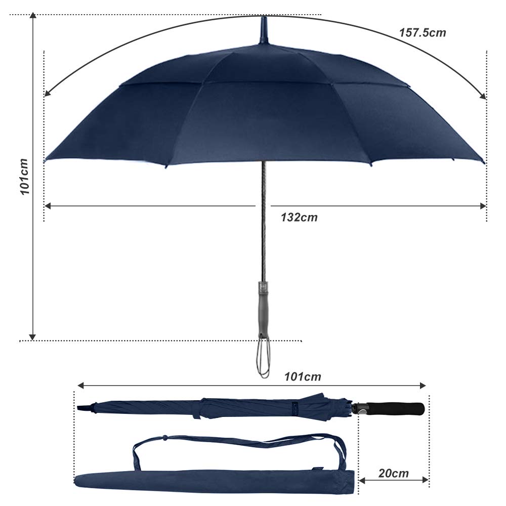 EMAGIE Paraguas de Golf Sombrilla Grande con Protección UV Paraguas de Golf Pro-Line Resistente al Viento Paraguas Grande con Construcción de Fibra de Vidrio Sombrilla Ligero Resistente al Agua(Azul)