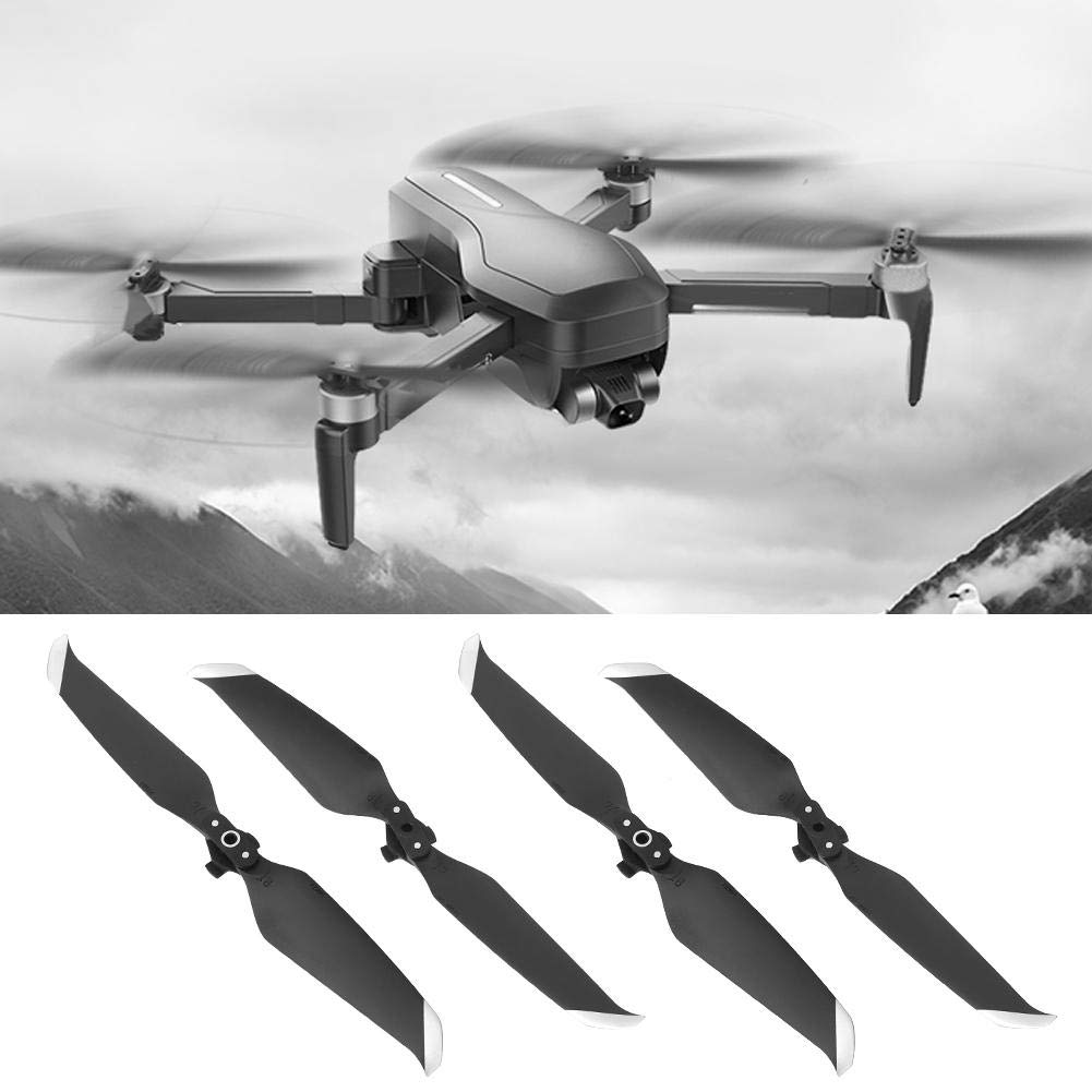 4 Piezas hélices de plástico hélices de bajo Ruido de liberación rápida Accesorio Accesorio para Air 2 Drone(Borde Plateado Negro)
