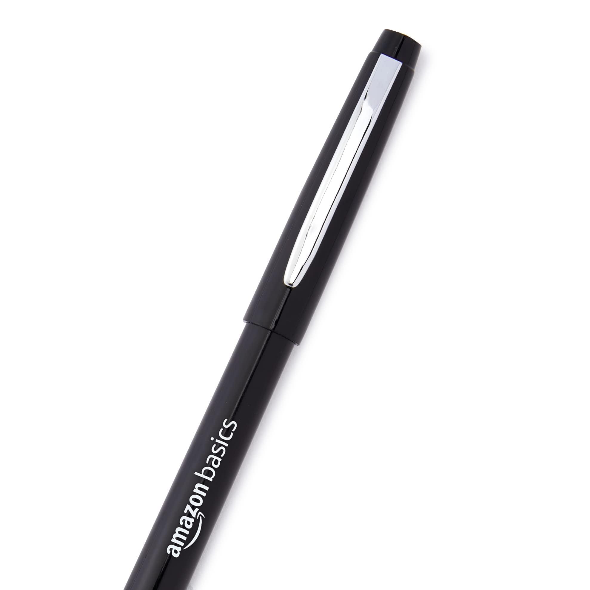 Amazon Basics Felt Tip Marker Pens, Versatile for Writing, Drawing, and Journaling, Black, 24-Pack