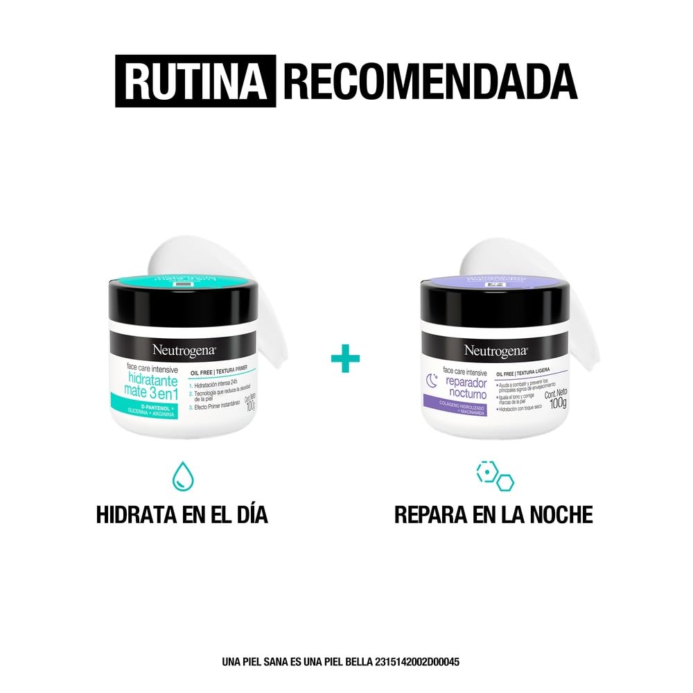 Neutrogena Face Care Intensive Crema Hidratante Facial Mate 3 en 1 D Pantenol 100g