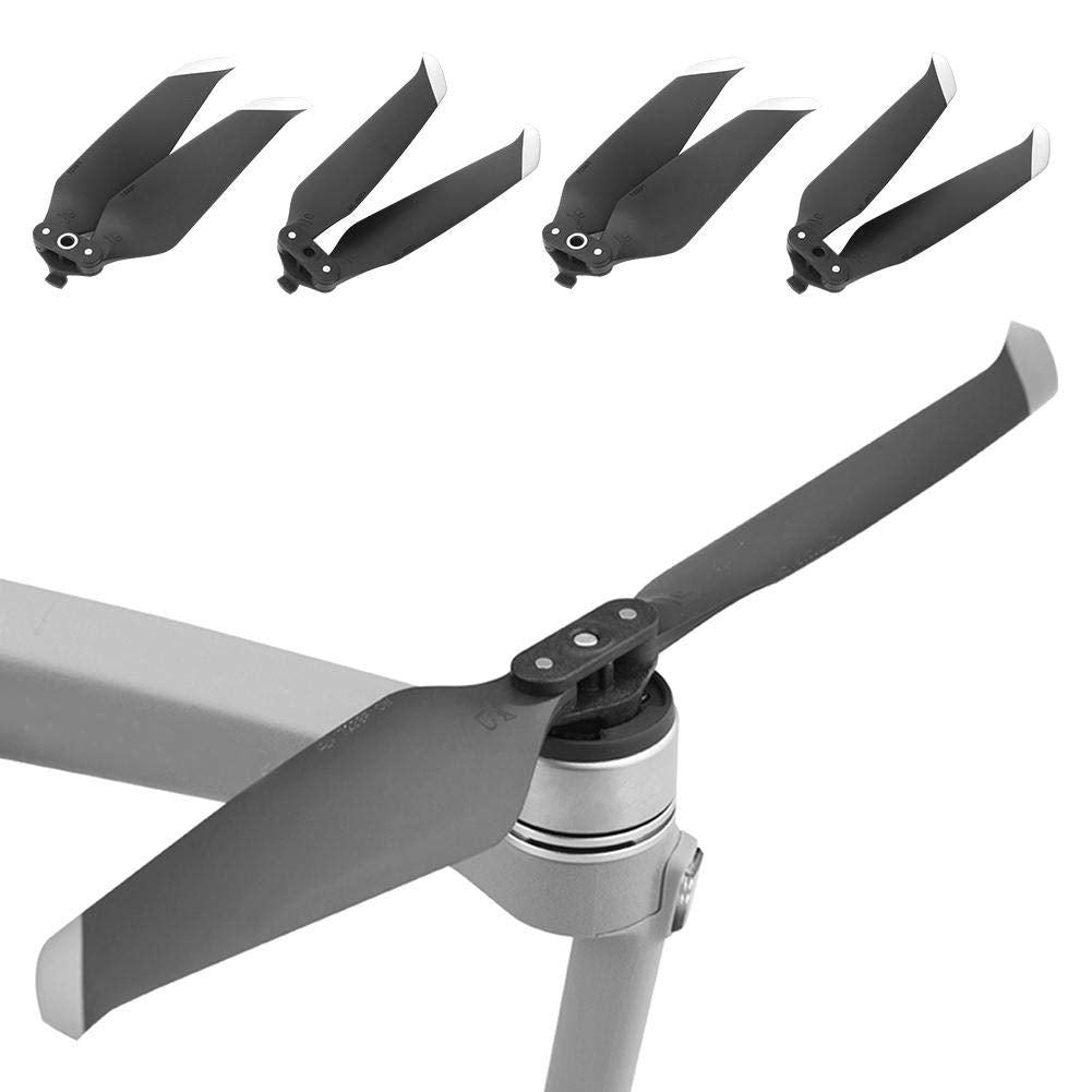4 Piezas hélices de plástico hélices de bajo Ruido de liberación rápida Accesorio Accesorio para Air 2 Drone(Borde Plateado Negro)