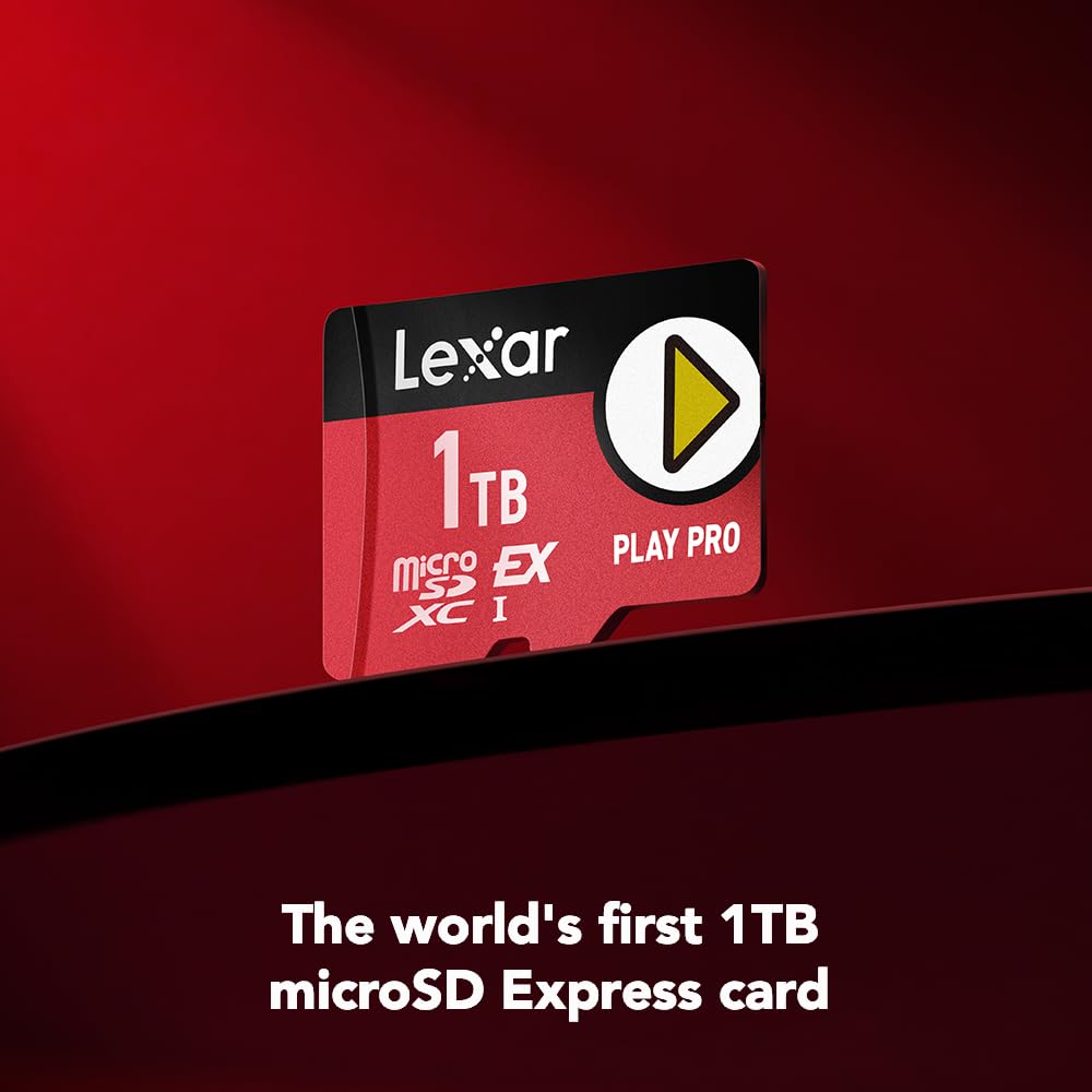Lexar 1TB Play PRO microSD Express Card, UHS-I, C10, U3, V30, Full HD, 4K, hasta 900/600 MB/s Tarjeta de memoria, compatible con Nintendo Switch 2, ASUS ROG Ally, Steam Deck, Gaming (LMSXPS0001T-BNNNU