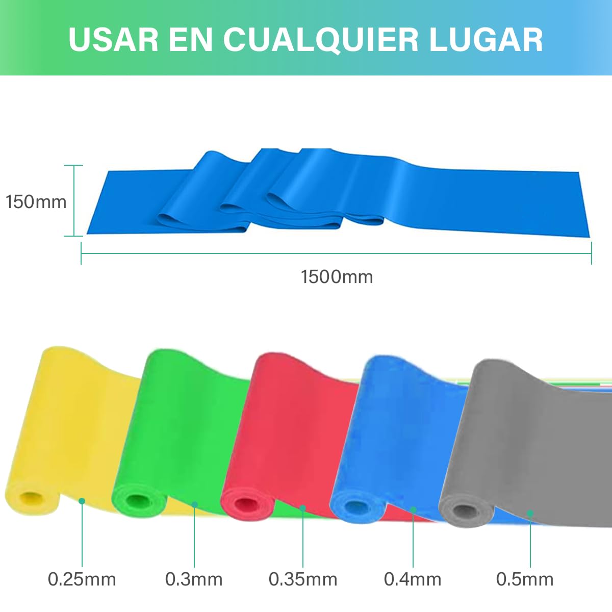 EASYTAO Bandas de Resistencia Multifuncionales – Pack de 5 Ligas Elásticas de Material TPE para Prevenir Alergias, Ideal para Ejercicios en Casa, Gimnasio, Pilates y Crossfit