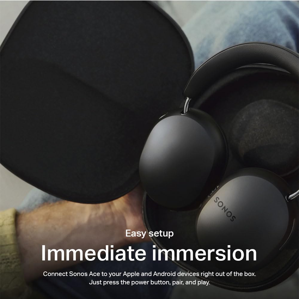 Sonos Ace Audífonos Inalámbricos Over-Ear con Cancelación Activa de Ruido, Audio Espacial, Audio Lossless y 30 Horas de Batería - Negro