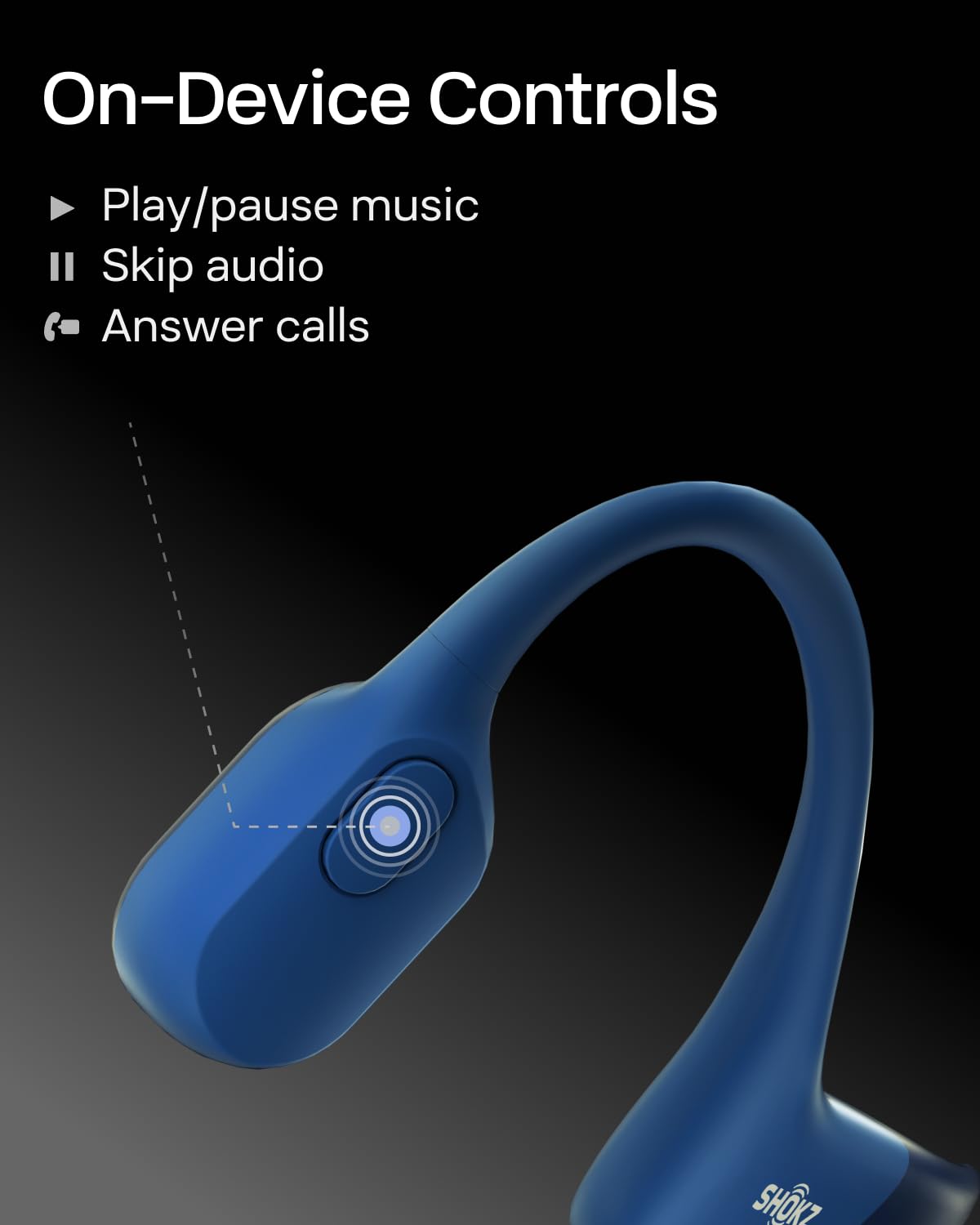 SHOKZ OpenRun Auriculares conducción ósea, audífinos Deportivos inalámbricos de oído Abierto con Bluetooth y micrófono, Open-Ear, Resistentes al Agua IP67 para Correr, USB-C, Azul