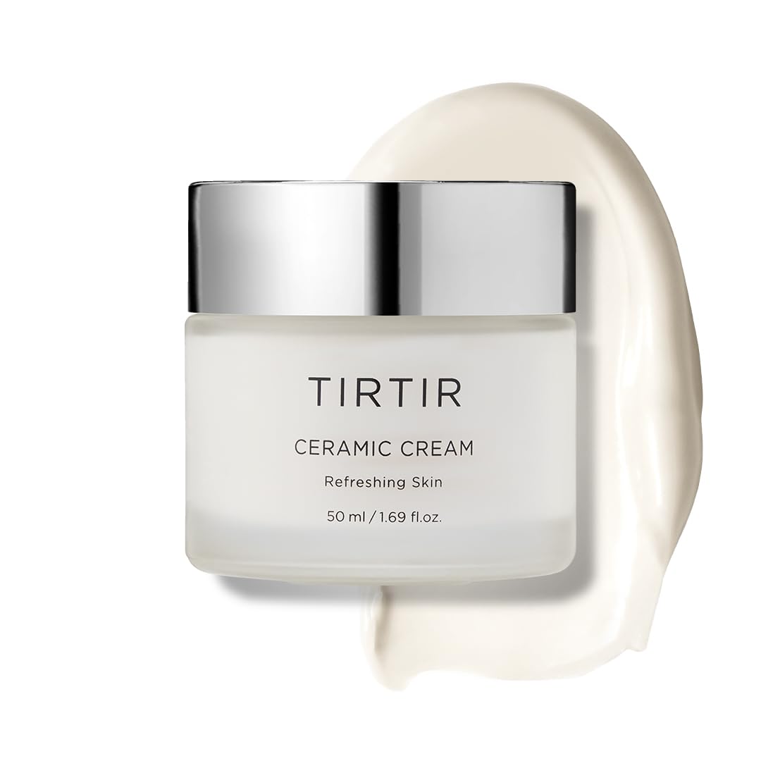 TIRTIR Ceramic Cream Refreshing Skin 50 ml - Crema Hidratante Facial coreana con Manteca de Karité, Acido Poliglutámico y Extractos naturales - Crema facial para piel seca o sensible - Skincare Coreano sin fragancia