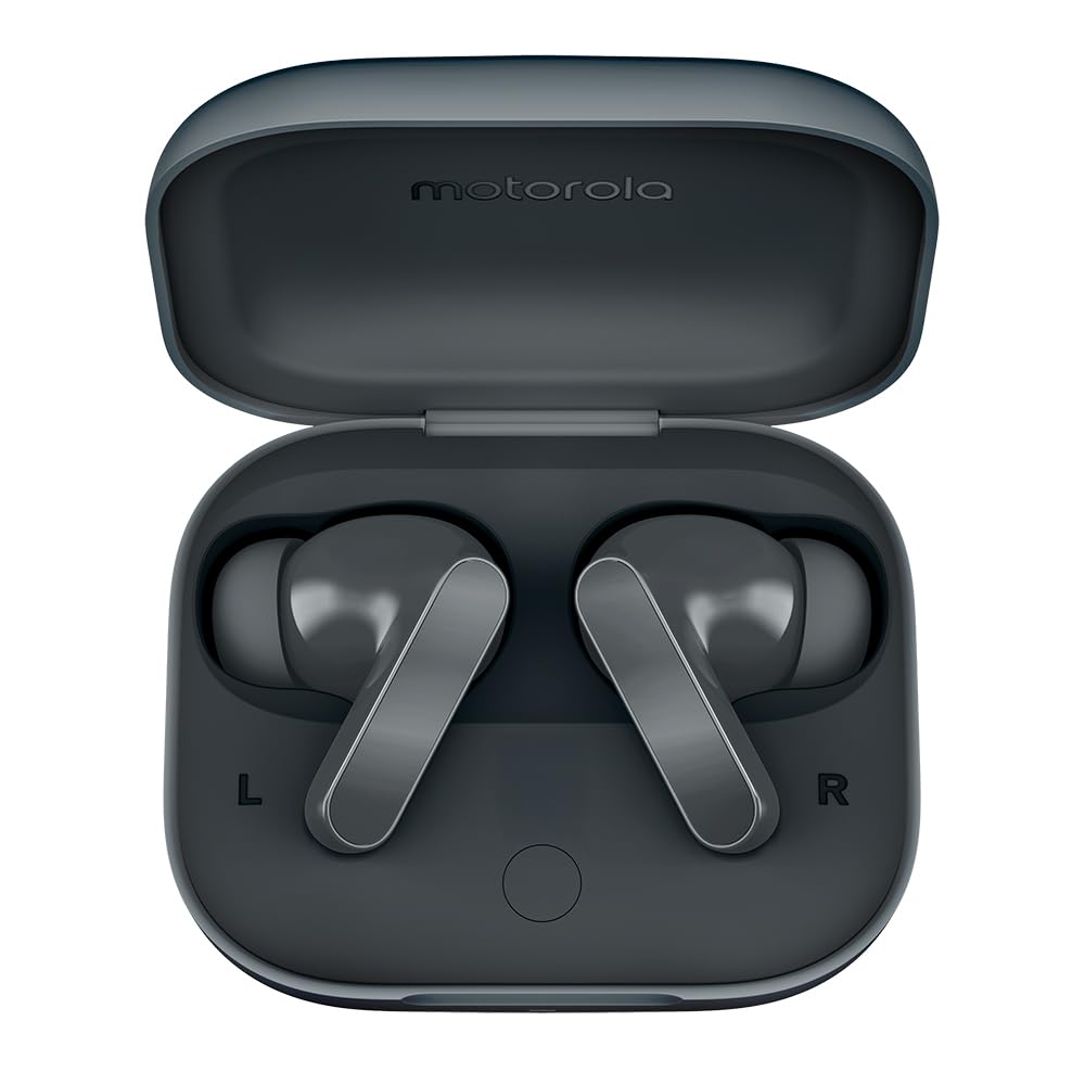 Audífonos Moto Buds Bass, cancelación de Ruido Inteligente, ultraligeros y Repelente al Agua Negro